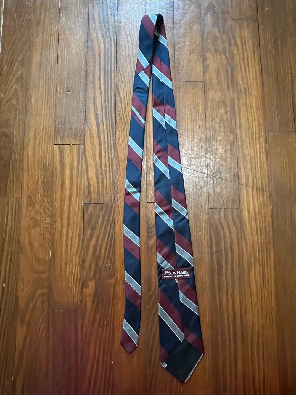 Jos. A. Bank Navy, Burgundy and Silver Diagonal Stripe Tie